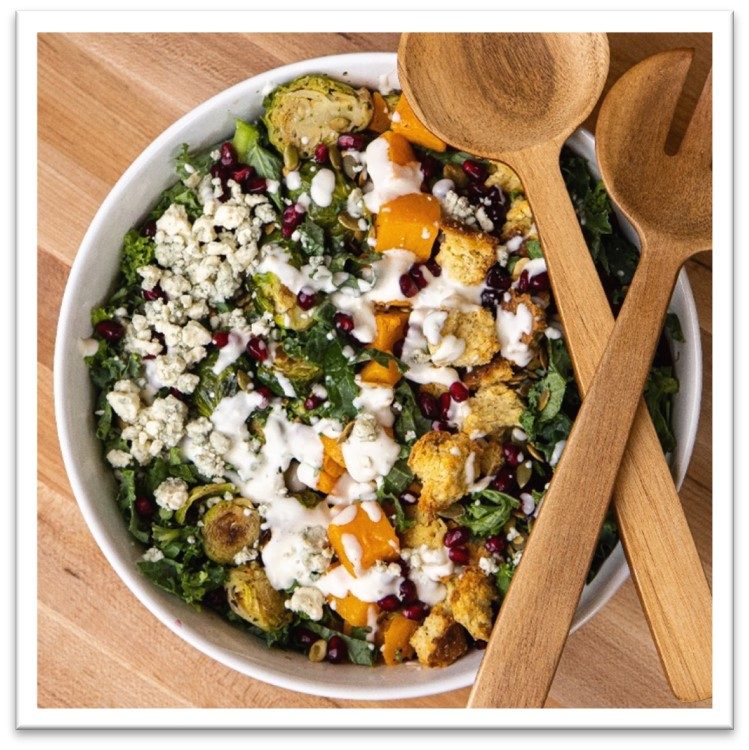 A winter salad with garlic parmesan crunch from Mason Dixie biscuits 