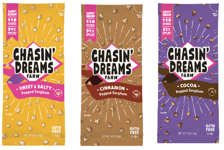 Chasin dreams popped sorghum snacks