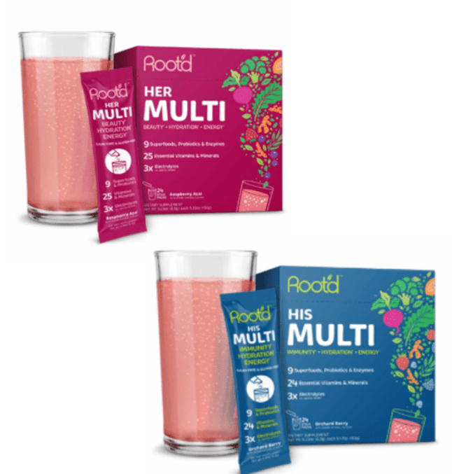 Root'd multivitamin formulated fizzy powder