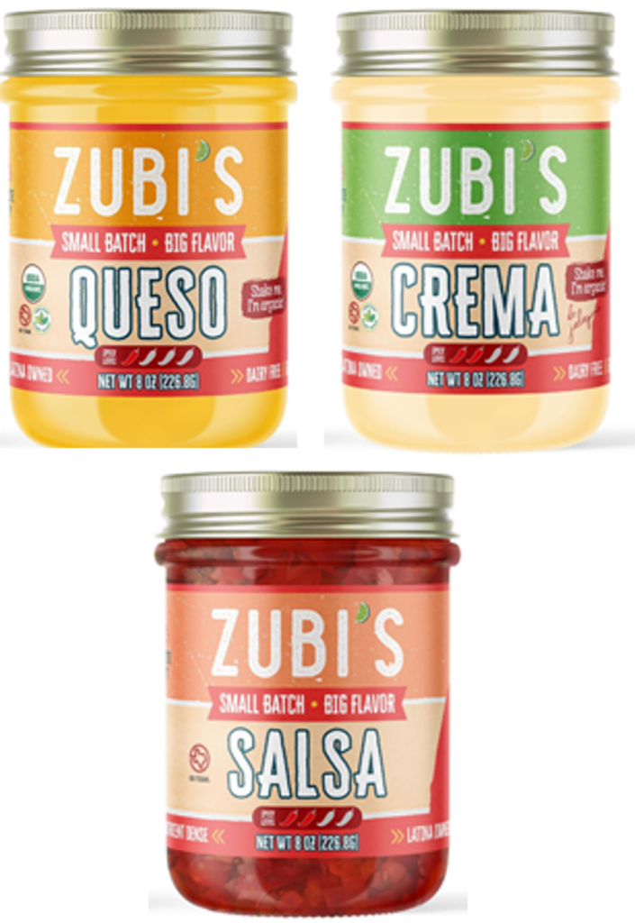 Zubi's queso, crema, and salsa
