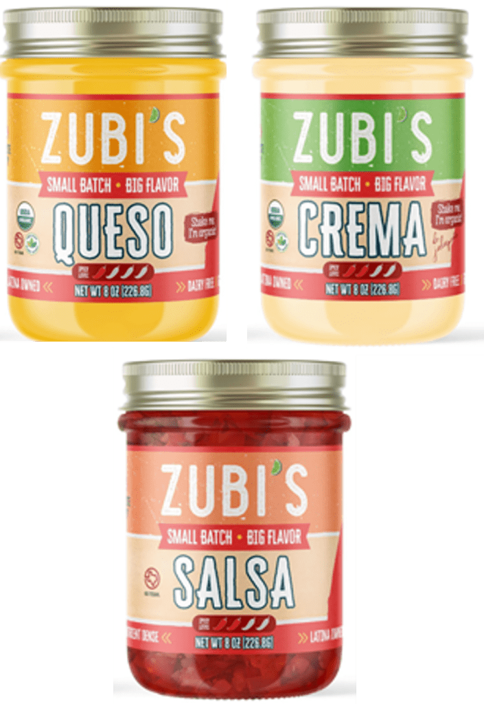 Zubi's queso, crema, and salsa