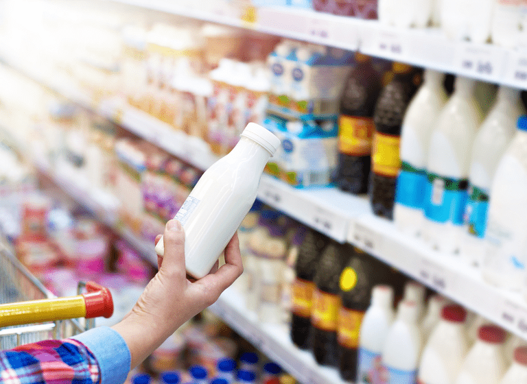 Shopper looking at product in stores