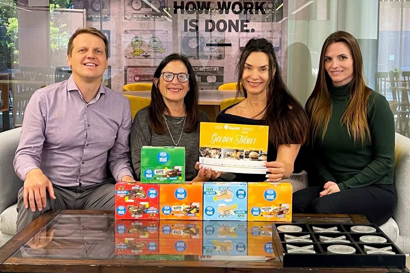 Group with products receiving award